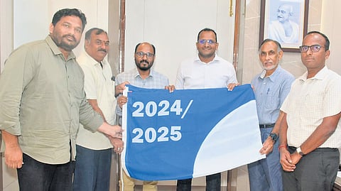 Dr Shriji Kurup, National Operator of Blue Flag India, and Ajai Saxena, Jury Member, handed over the Blue Flag to Visakhapatnam District Collector MN Harendhira Prasad on Saturday.