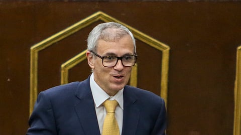 Jammu and Kashmir Chief Minister Omar Abdullah speaks during the Budget session of the J & K Assembly, in Jammu, Monday, March 24, 2025.
