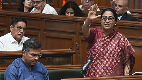 Delhi CM Rekha Gupta in the Assembly, in New Delhi.