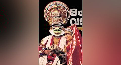 Kalamandalam Gopi portrays Dakshan of ‘Dakshayagam’, alongside Pallipuram Sunil who plays the role of Vedavally
