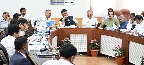 Deputy Chief Minister DK Shivakumar,Ministers and legislators from Bengaluru took part in the BBMP pre budget meeting and Election discussion meeting at Vikasa Soudha in Bengaluru.