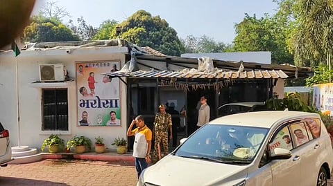 A security personnel guards as CBI conducts searches at the residence of Congress leader Bhupesh Baghel, in Raipur, Wednesday.