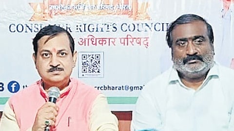 Consumer Rights Council National President Vikas Pandey addressing the media
