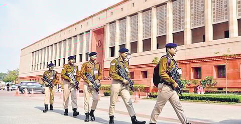 Security personnel at Parliament following Wednesday's security breach