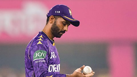 Kolkata Knight Riders' captain Ajinkya Rahane during an Indian Premier League (IPL) 2025 T20 cricket match.