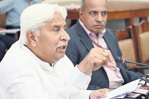 Law Minister HK Patil in Vidhana Soudha on Wednesday
