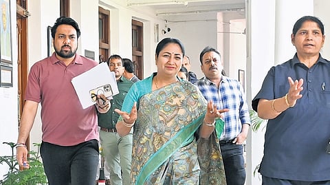 Delhi chief minister and finance minister Rekhi Gupta during assembly Session (Budget Session) of the Eighth Legislative Assembly in the Assembly Hall, Old Secretariat on March 26, 2025 in New Delhi.