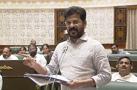 CM Revanth Reddy addressing during the assembly session on Wednesday