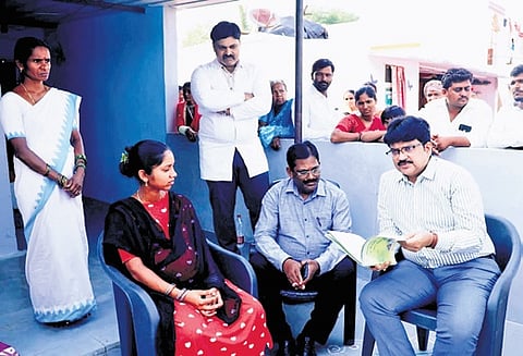 Collector M Hanumantha Rao visits a pregnant woman’s house in Marrikunta