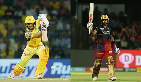 Chennai Super Kings captain Ruturaj Gaikwad (L); Royal Challengers Bengaluru's Virat Kohli.