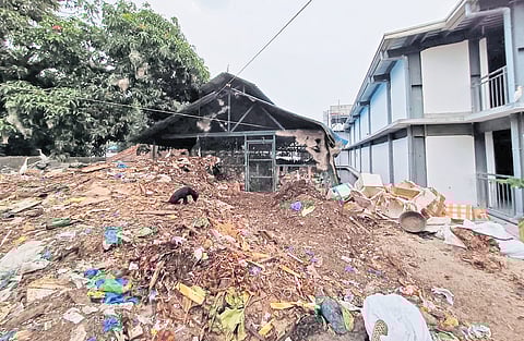 A pile of garbage near the newly built commercial complex at Connemara Market, Palayam, Thiruvananthapuram. Traders are refusing to shift their shops as the garbage is not being removed