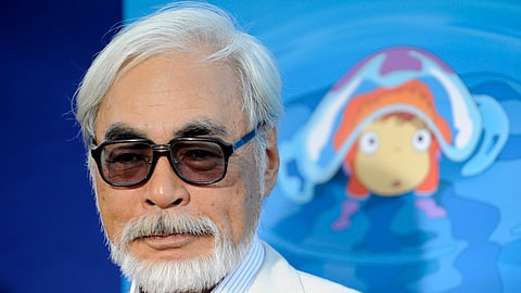 Hayao Miyazaki of Japan, director of the animated film "Ponyo," poses at a special screening of the film in Los Angeles on July 27, 2009.