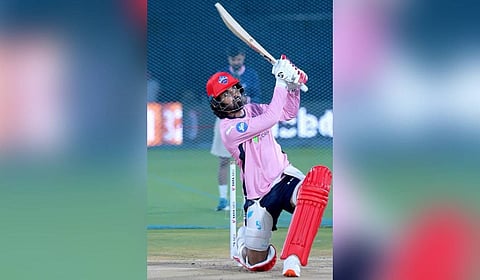 KL Rahul during a [ractice session with the Delhi Capitals.