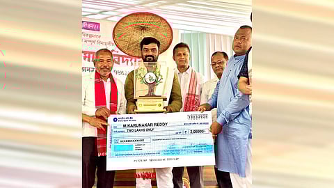 Environmentalist M Karunakar Reddy conferred first ‘Jadav Payeng International Award’.