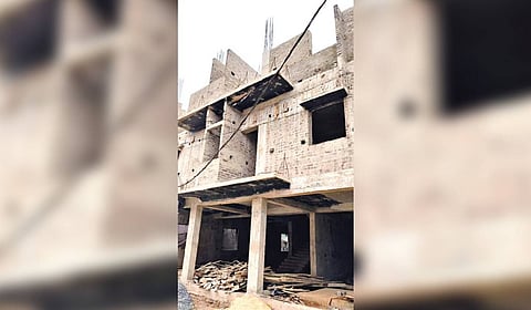 An under-construction building of Sahoo in Jatni
