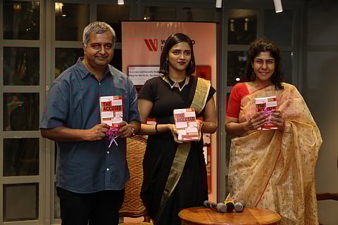 Author Vasundhara at the launch of 'The Accused'