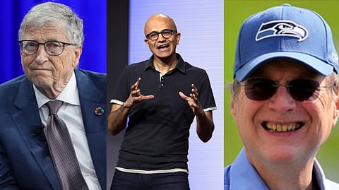 Bill Gates, Satya Nadella, Paul Allen (L-R)