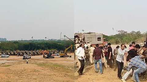 Students protest at Hyderabad University.
