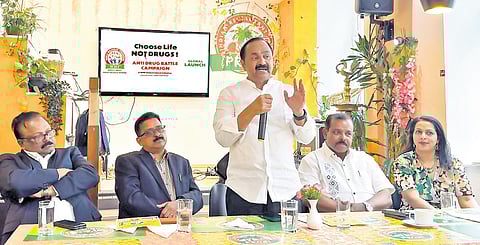 V D Satheesan inaugurating the anti-drug campaign by the World Malayali Federation, in Vienna