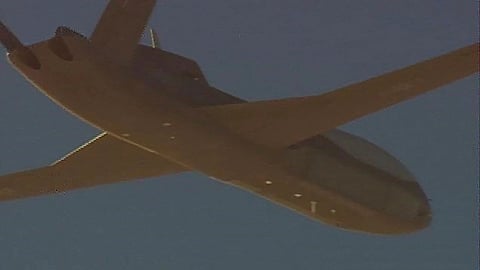 This photograph released by Taiwan Ministry of National Defense taken from a Taiwan Air Force P-3C Orion anti-submarine aircraft, shows a Chinese Cloud Shadow WZ-10 drone near Taiwan, Monday, March 17, 2025