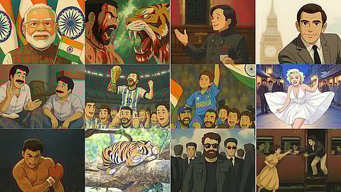 A collage of Studio Ghibli inspired artworks circulating on social media.