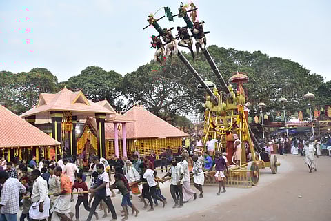 The annual well known Thookkam festival is being celebrated at Kollemcode Sree Bhadrakali temple situated the Kerala-Tamil Nadu border.