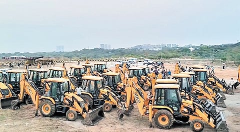 Buldozers at University of Hyderabad campus on Wednesday
