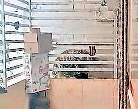 The leopard inside the house in Jigani on Thursday.