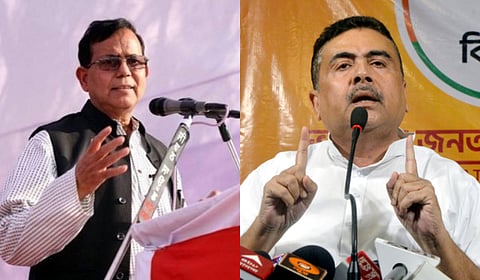 CPI(M) West Bengal state secretary Mohammed Salim (L); West Bengal BJP chief Suvendu Adhikari
