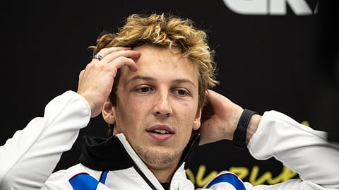 Red Bull Racing's New Zealand driver Liam Lawson attends a press conference ahead of the Formula One Japanese Grand Prix in Suzuka on April 3, 2025.