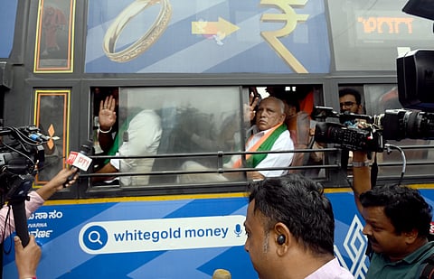 BJP leaders including former CM Yediyurappa and others who were protesting against the state government against the hike in essential goods were arrested in Bengaluru on Thursday.