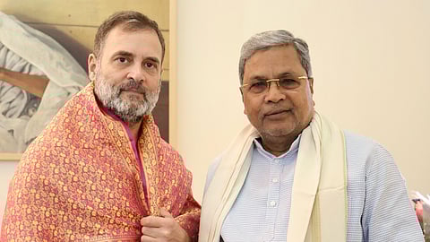 Chief Minister Siddaramaiah met LoP in Lok Sabha Rahul Gandhi at his Delhi residence to discuss implementation of Gig Workers’ Welfare Act.