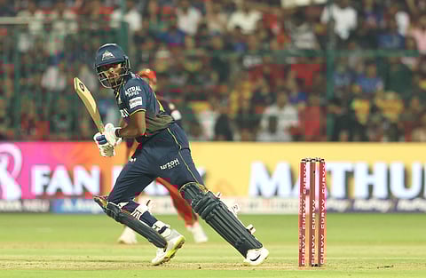 B Sai Sudharsan in action during an IPL match