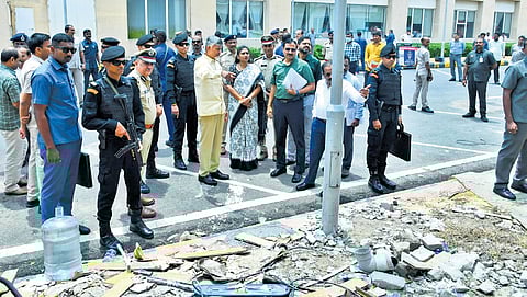 CM Naidu & HM Anitha inspect the fire mishap area at the Secretariat