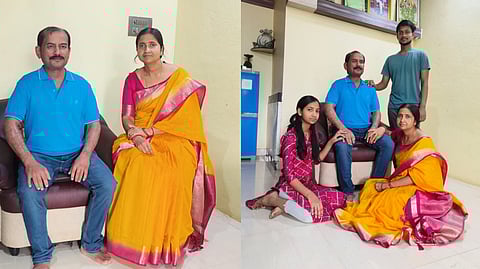 Sagarika Roy and two children with Dr Samir Roy's silicone statue.