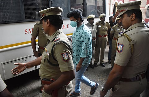 Nine accused who were arrested in connection with the sensational Pollachi rape case in 2019, were produced before the District Mahila Court for questioning.