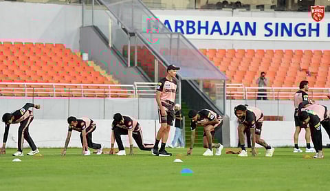 Adrian Le Roux during a training session with Punjab Kings. Andrew Leipus and Le Roux earlier worked together at Kolkata Knight Riders
