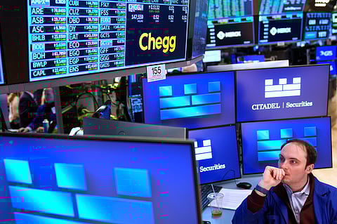 Joseph Maguire works on the floor at the New York Stock Exchange in New York, Tuesday, April 8, 2025.