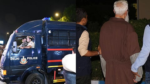 (L) Tahawwur Rana being brought to Patiala house court in New Delhi (R) Rana arrives at Delhi airport after extradition from the US.
