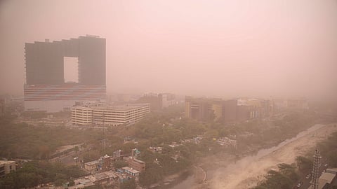 The city skyline during a dust storm at sector-18 area, in Noida, Thursday, April 10, 2025.
