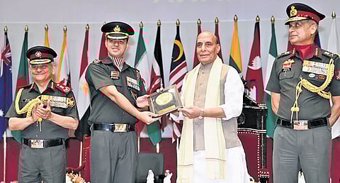 Defence Minister Rajnath Singh, during the convocation of the 80th course of the Defense Services Staff College, Wellington, near Coonoor in the Nilgiris.