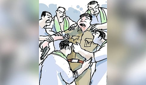 The Saran district police, in a statement, said Assistant Sub-Inspector Sanjay Kumar was attacked by the protestors when he was trying to convince them that appropriate action would be taken.