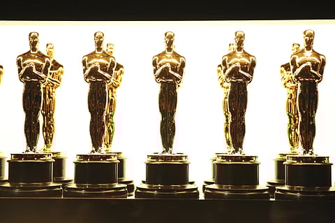 Oscar statuettes appear backstage at the Oscars in Los Angeles on Feb. 26, 2017.
