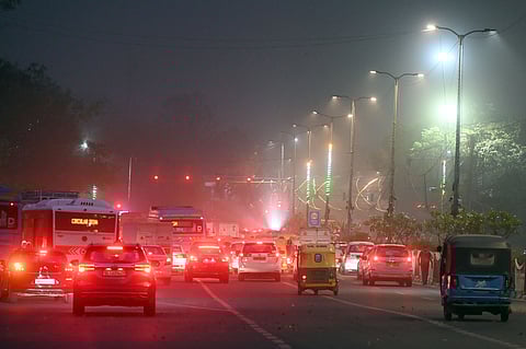 People were seen during the Dust Storm in New Delhi on April 11, 2025.