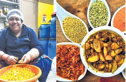 Laveena Jain (L) and her pickles