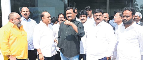 MLAs Ganta Srinivasa Rao and P Vishnu Kumar Raju visit the Film Nagar Cultural Centre in Visakhapatnam on Saturday.
