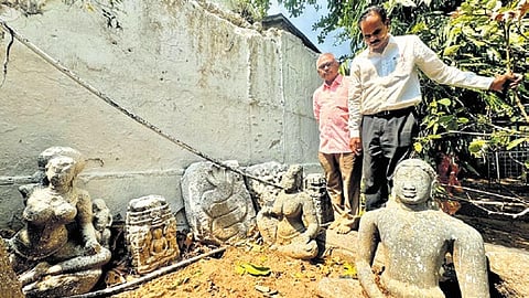 9th and 10th century Jain, Buddhist and Hindu sculptures found at Lord Bheemeshwara Swamy and Kedareshwara Swamy temples.