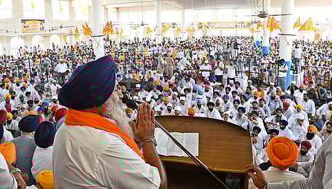 Shiromani Akali Dal (SAD) president Sukhbir Singh Badal addressed a gathering on the occasion of Baisakhi at Talwandi Sabo.