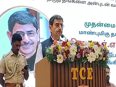 Tamil Nadu Governor RN Ravi speaking at Auroville Literature Festival