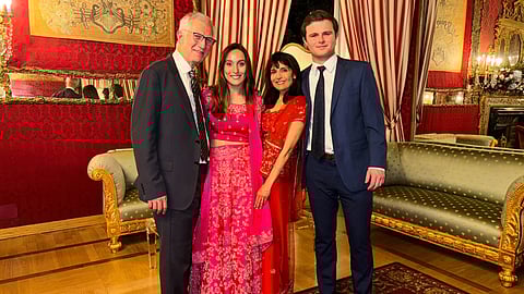 This 2024 photo provided by John Santoro shows, from left, Dr. Michael Groff, Karenna Groff, Dr Joy Saini, and James Santoro.